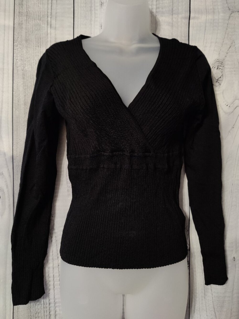 Nine & Company by Nine West Ribbed Faux-Wrap Shirt